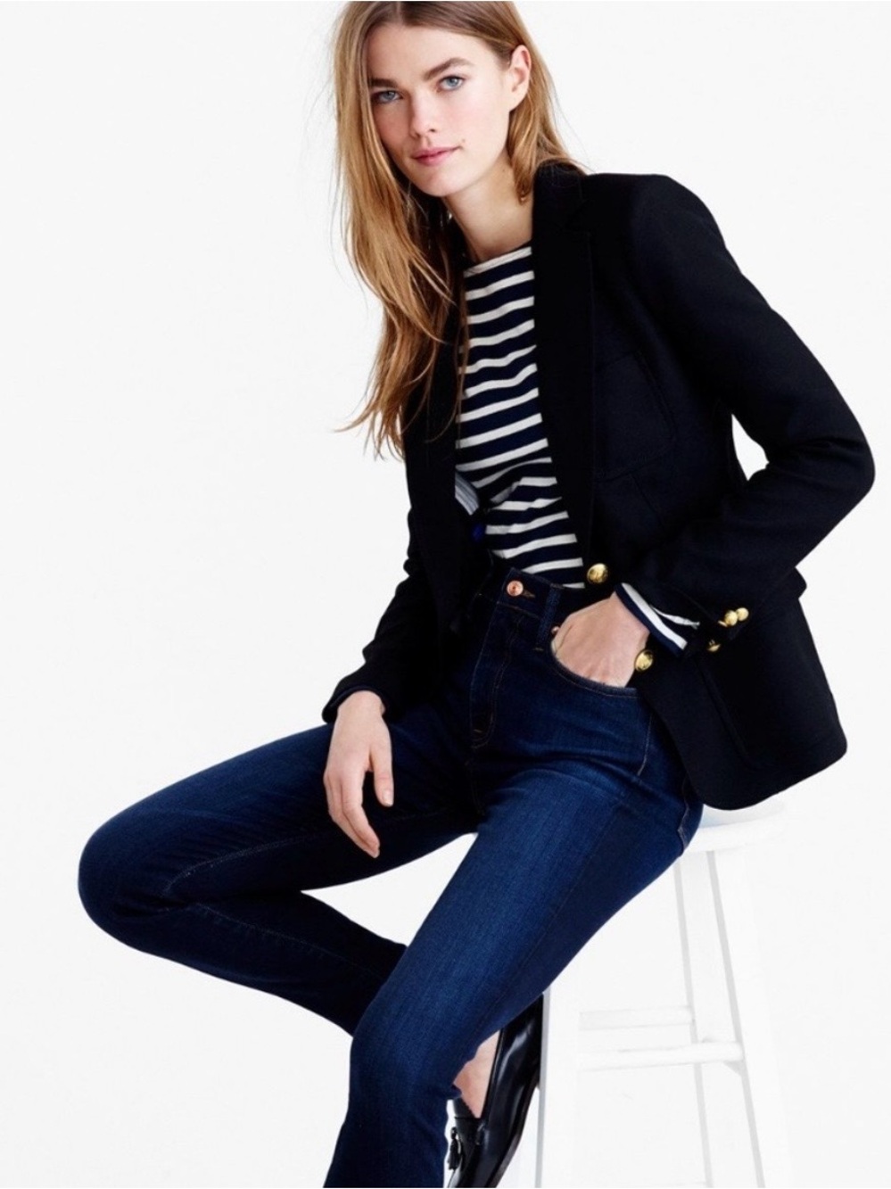 🌸J.CREW Rhodes Italian Wool blazer in Black size 00P Preppy Quiet Luxury